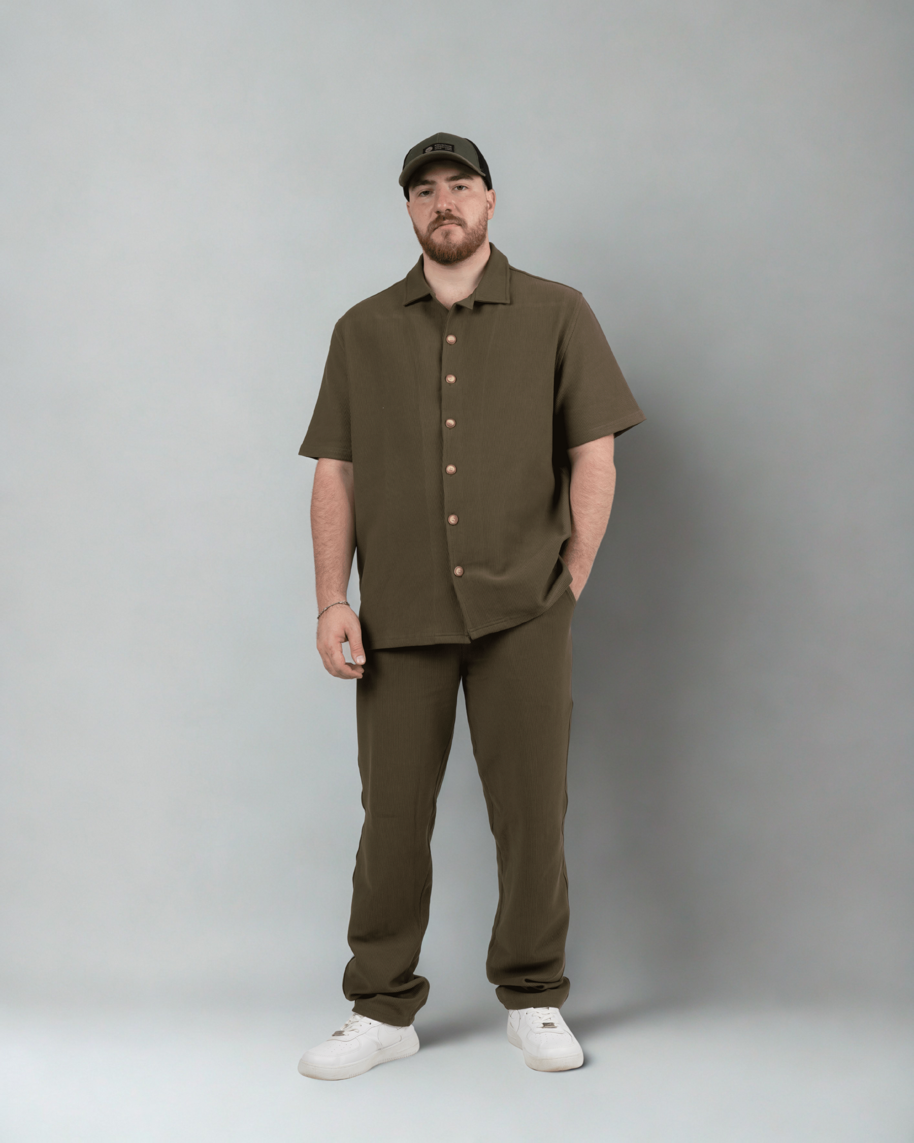 summer corduroy olive green set