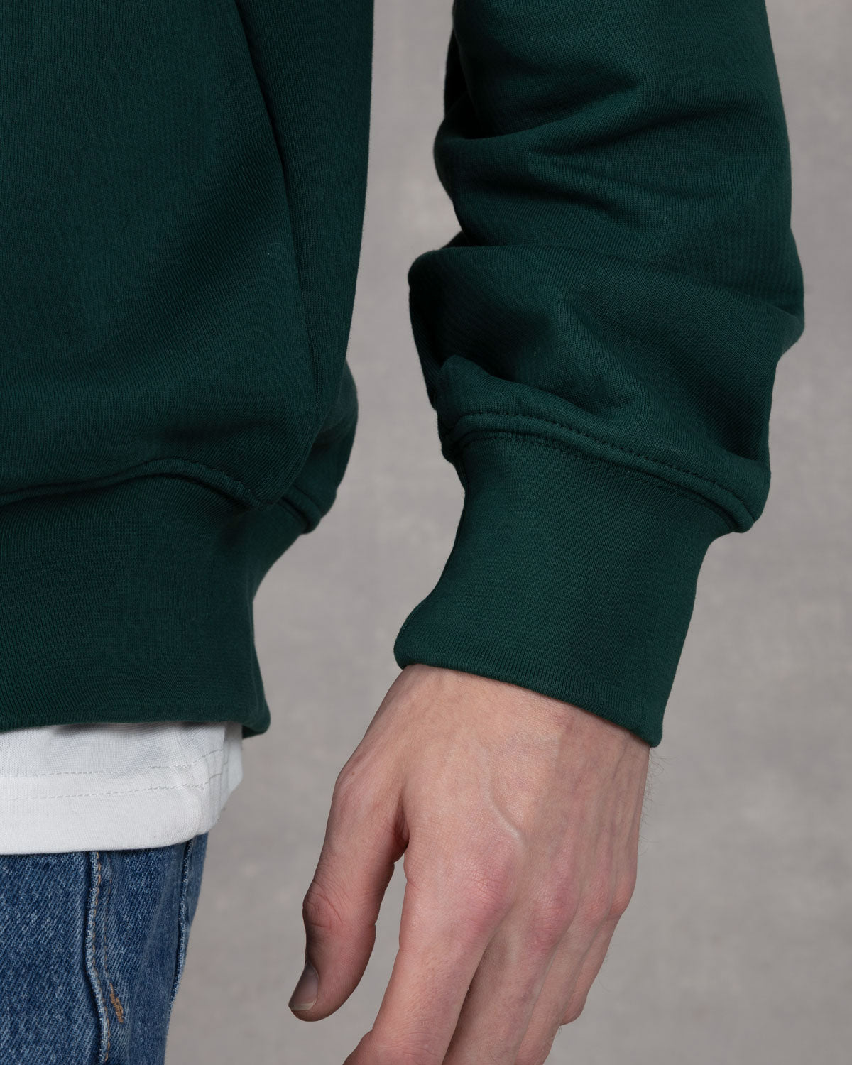 Forest green quarter-zip sweatshirt