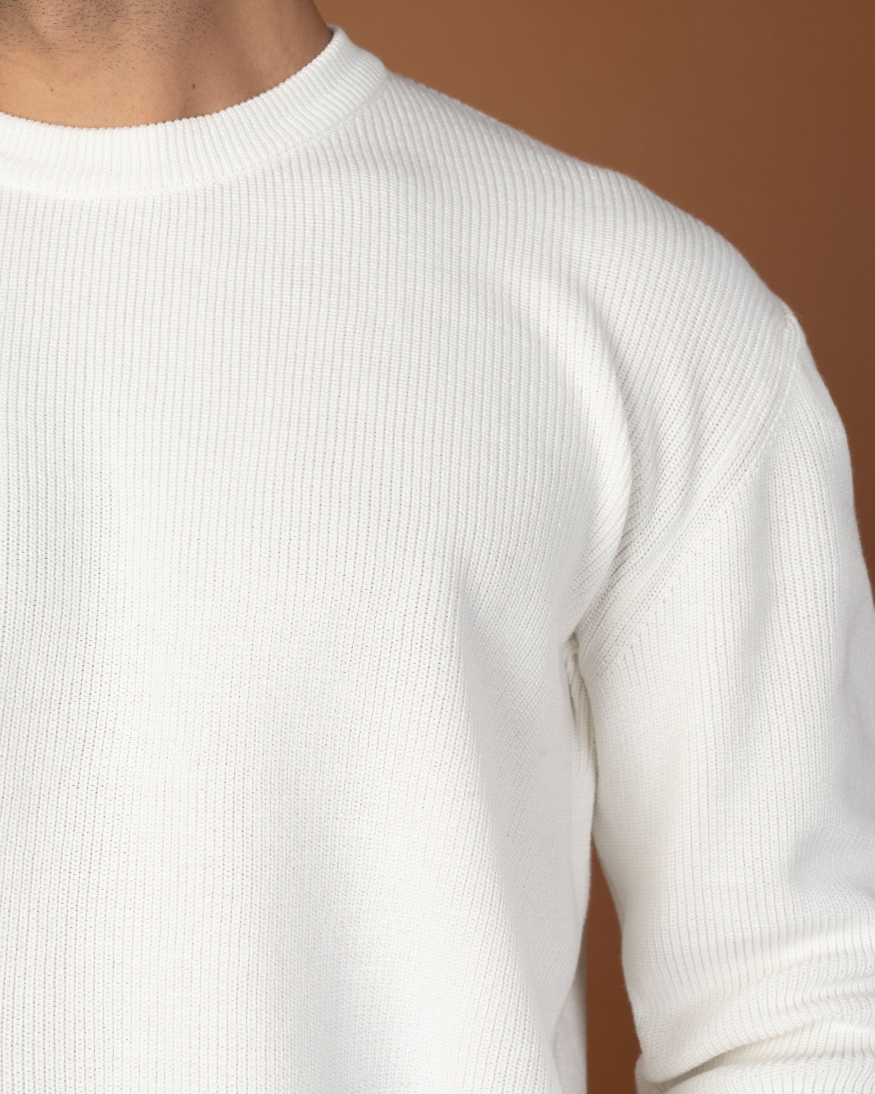 White knitted sweater