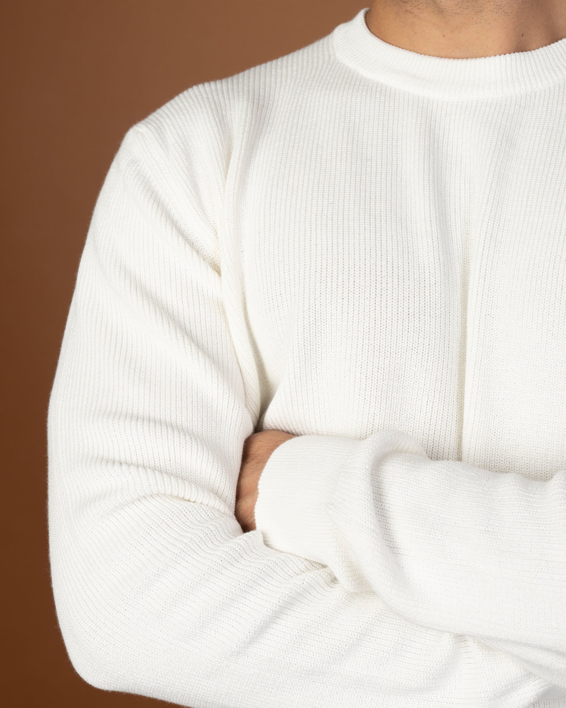 White knitted sweater