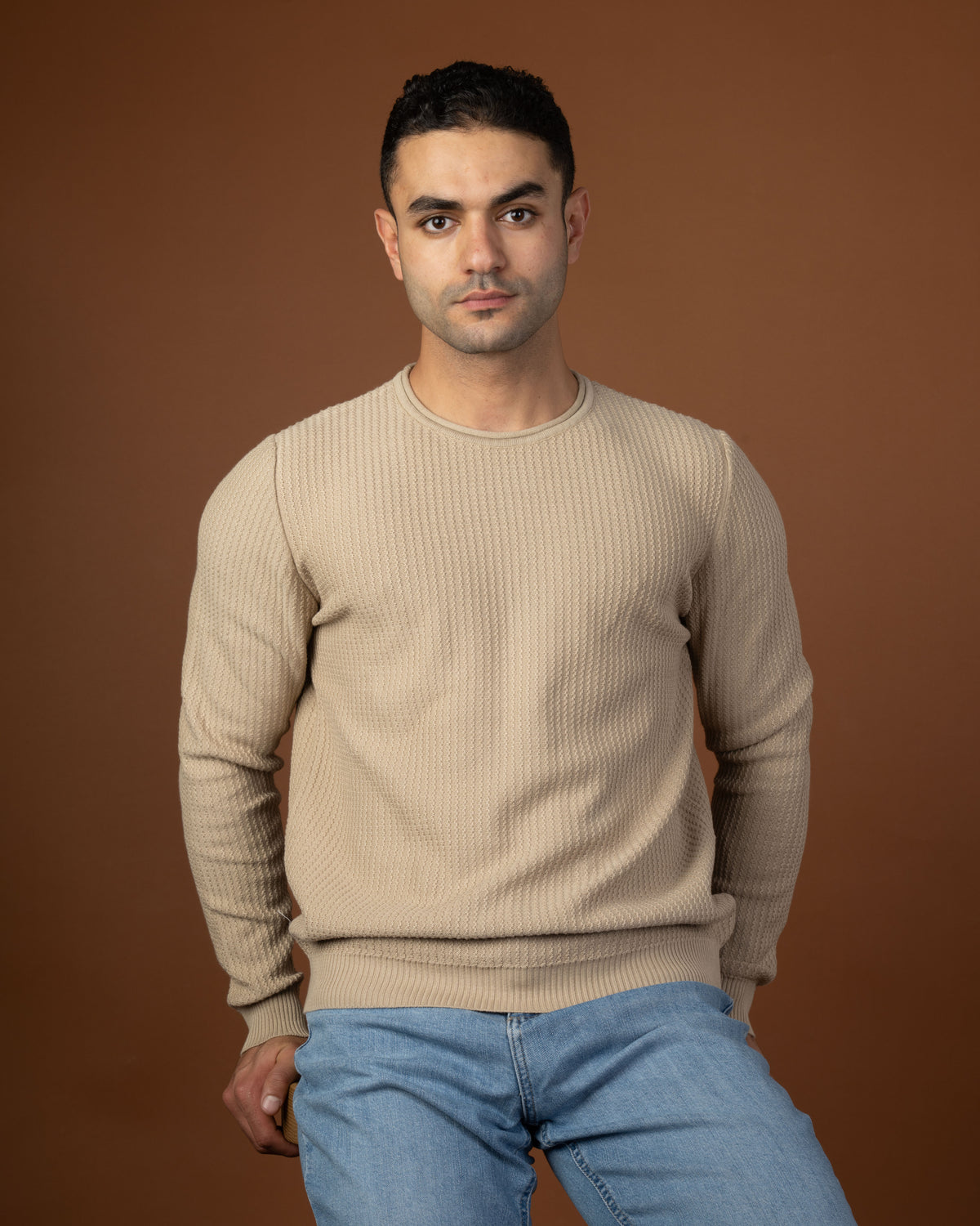 Beige textured sweater