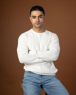 White textured sweater