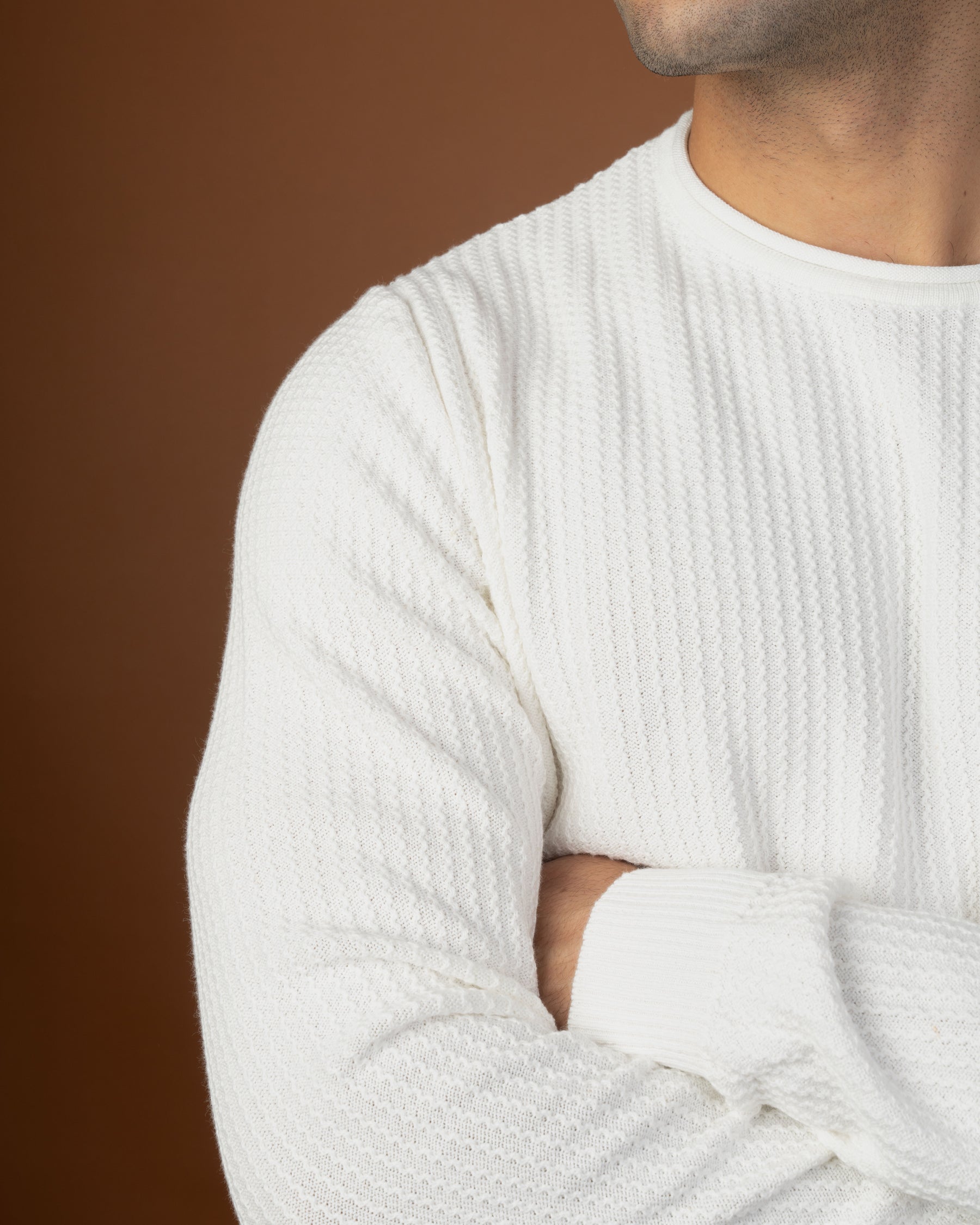 White textured sweater