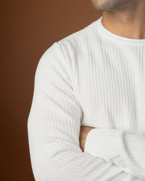 White textured sweater