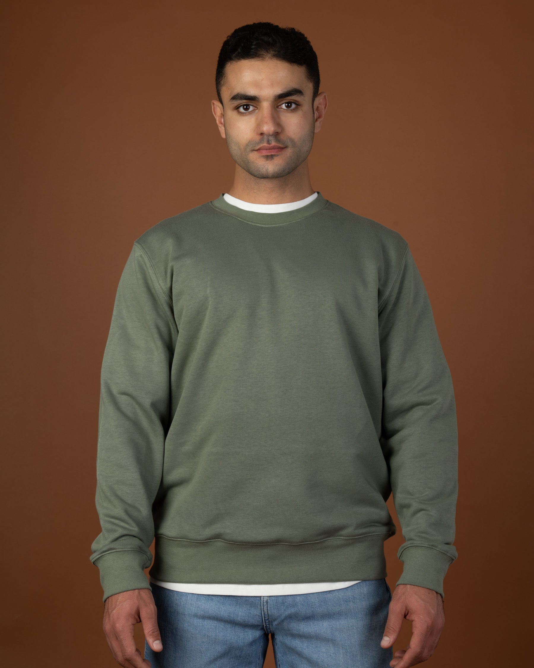 Olive green crewneck sweatshirt