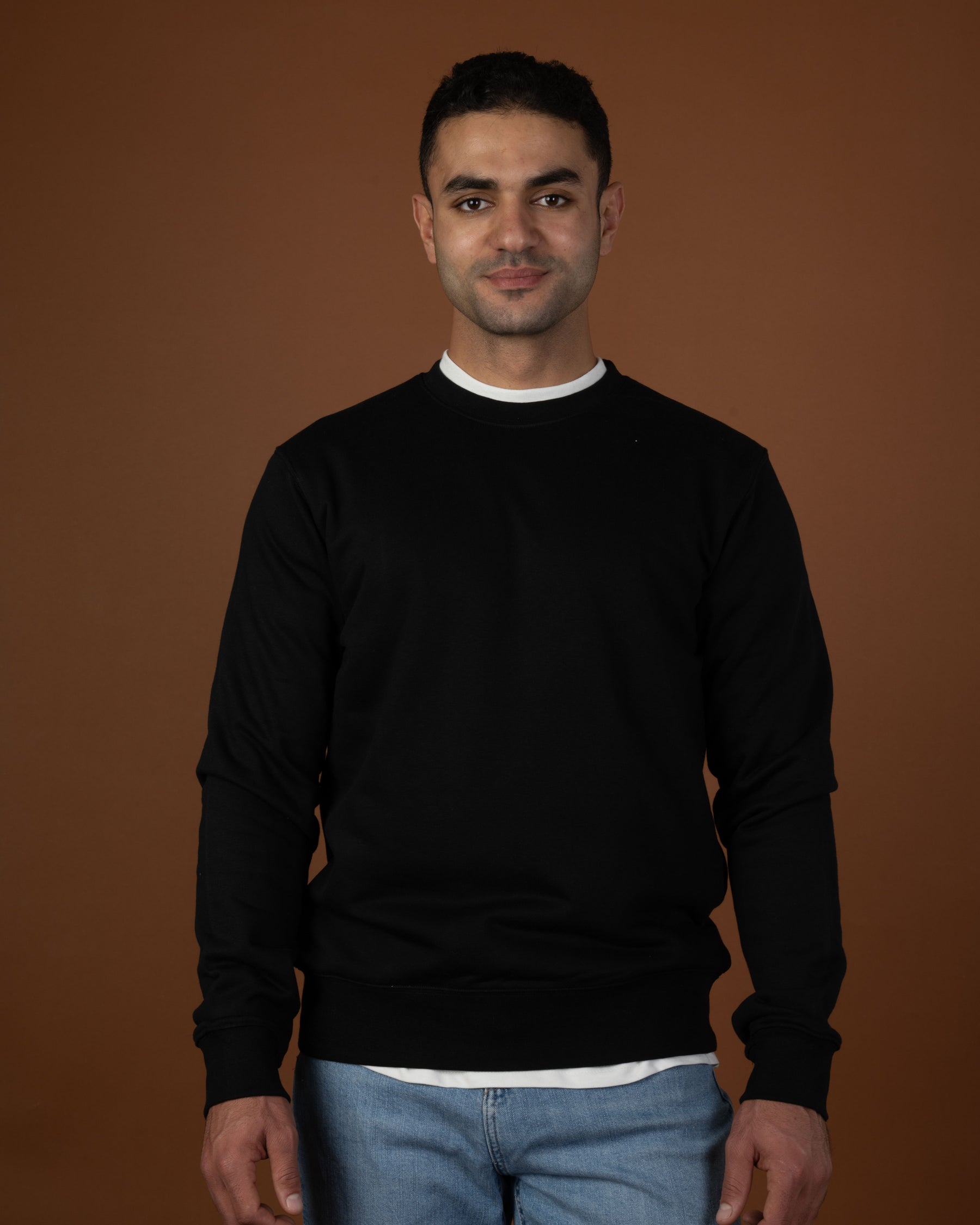 Black crewneck sweatshirt