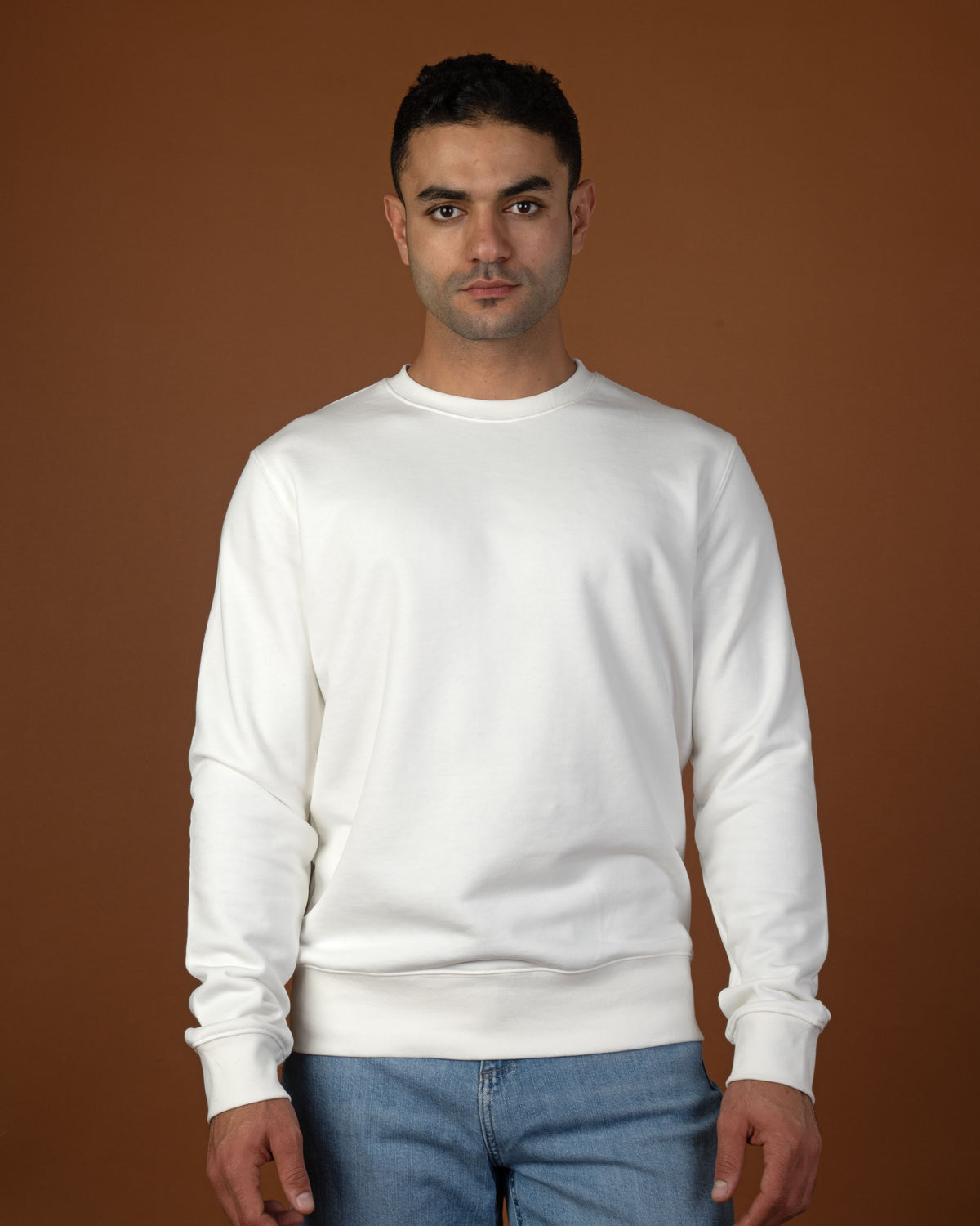 White crewneck sweatshirt