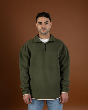 Olive green polar quarter zip sweater