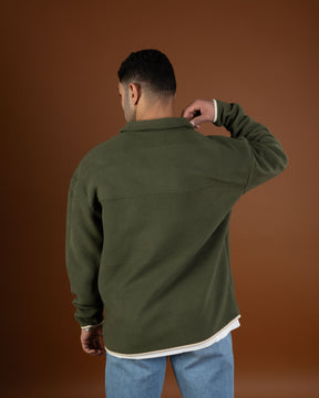 Olive green polar quarter zip sweater