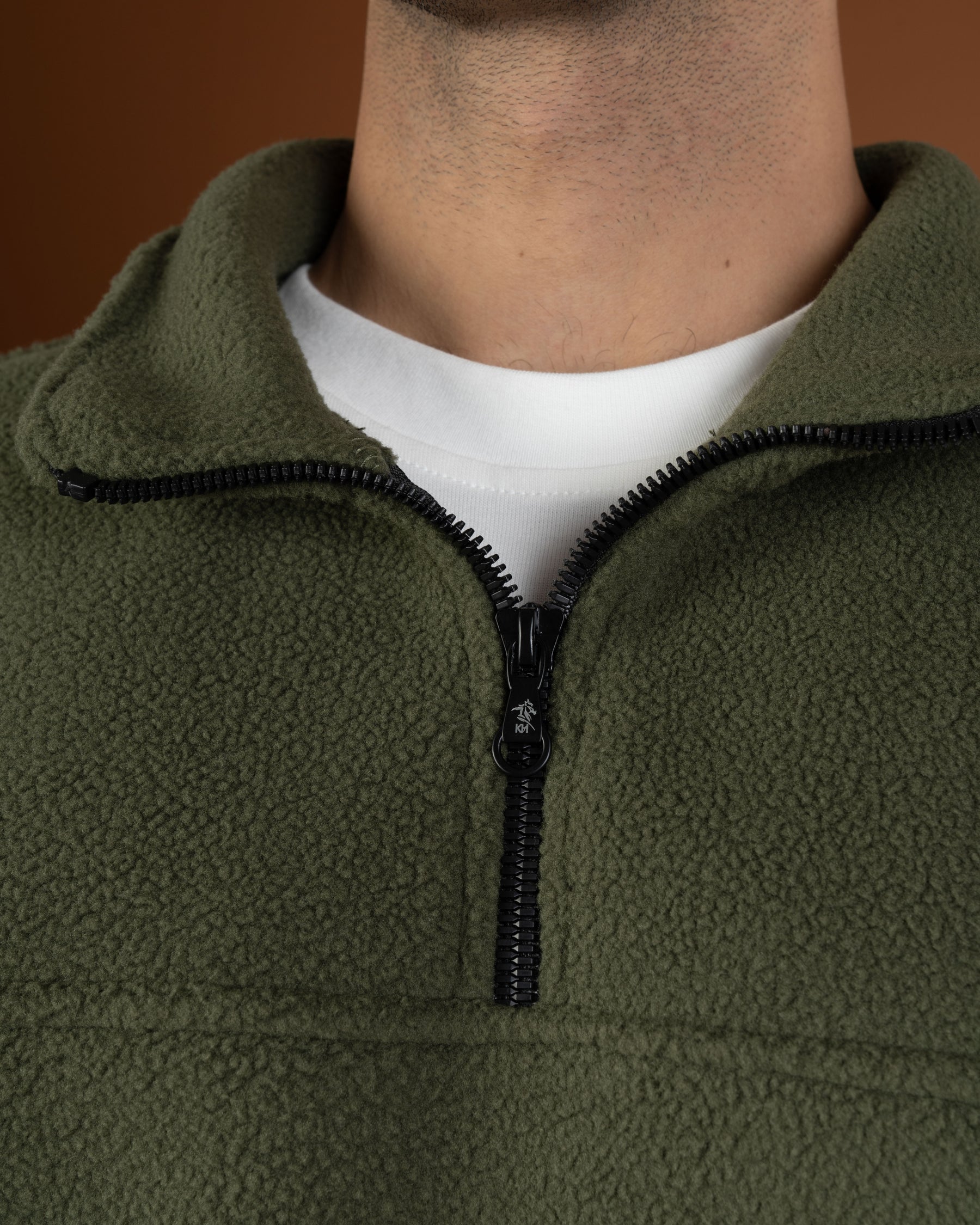 Olive green polar quarter zip sweater