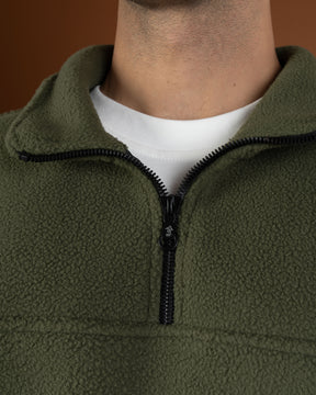 Olive green polar quarter zip sweater