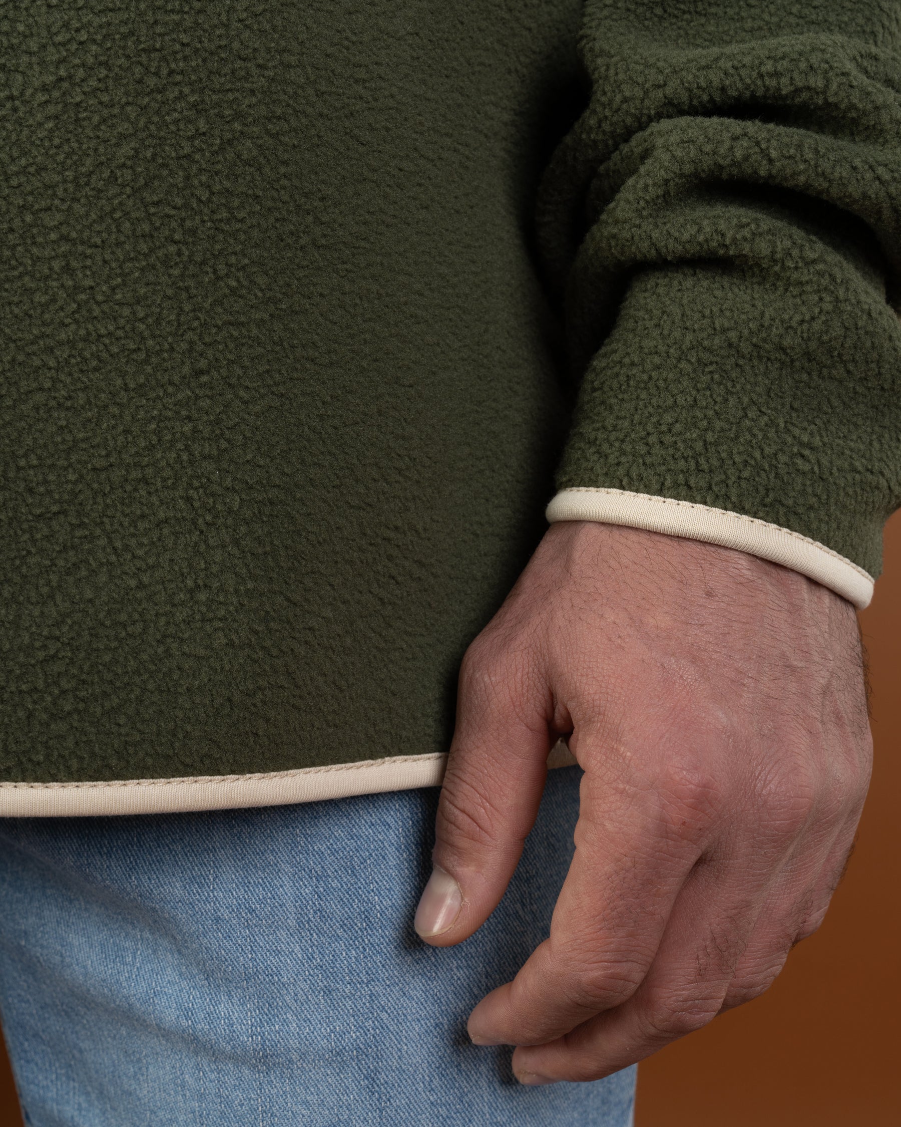 Olive green polar quarter zip sweater