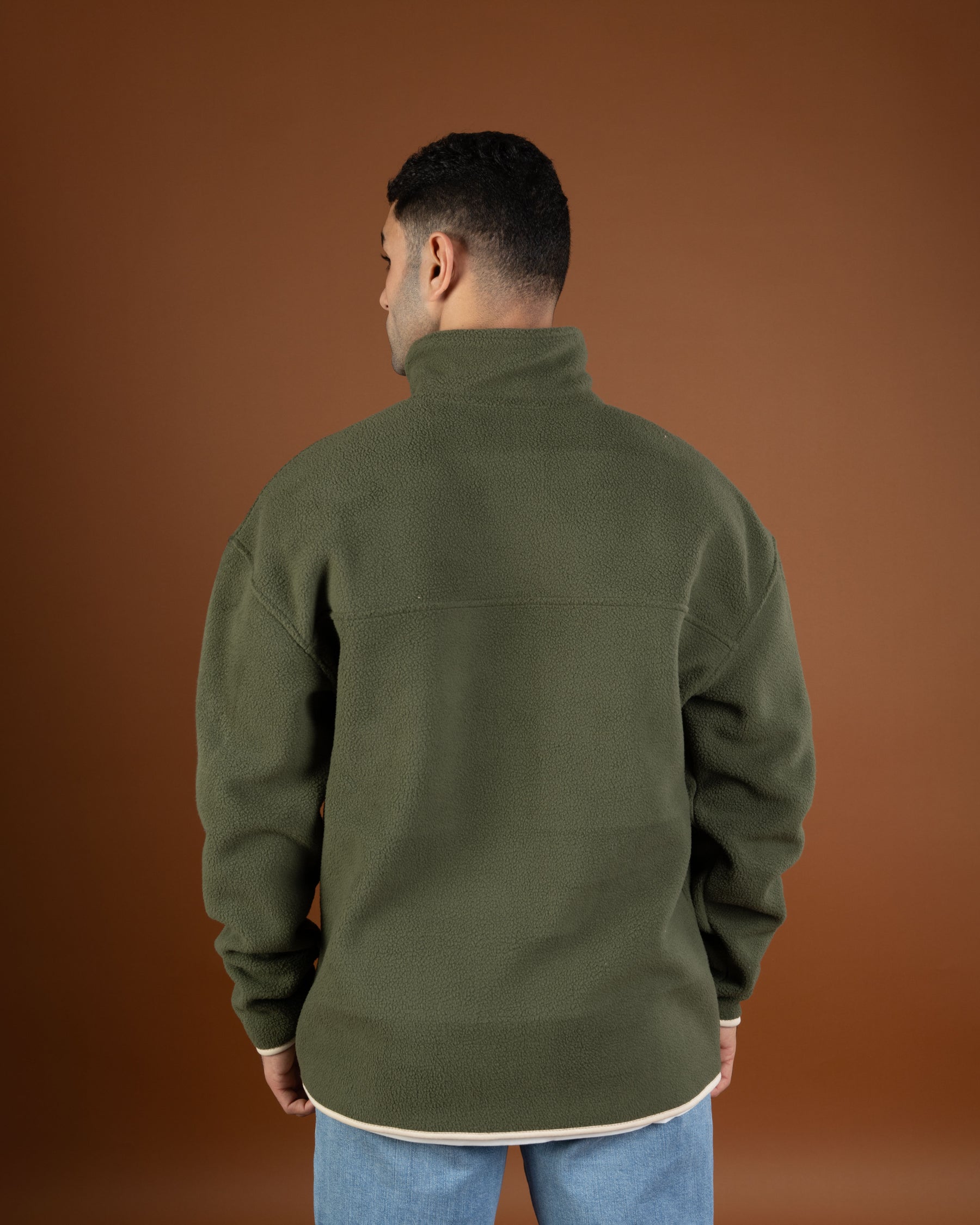 Olive green polar quarter zip sweater