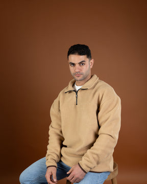 Beige polar quarter zip sweater