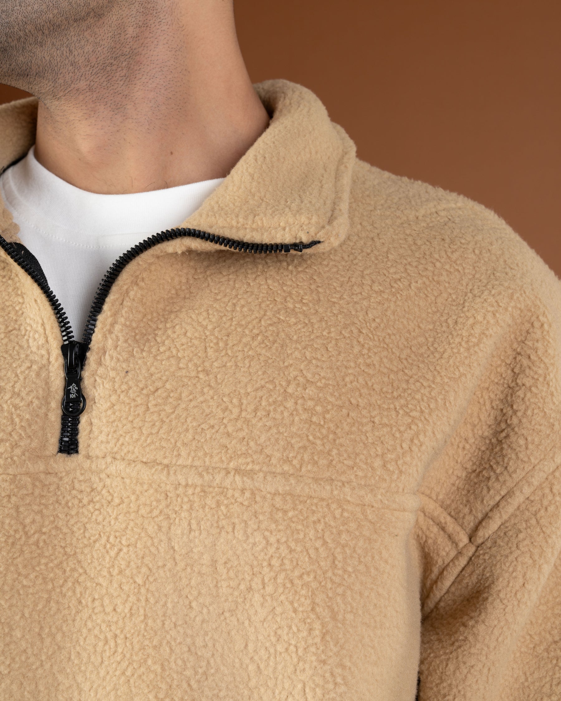 Beige polar quarter zip sweater