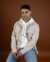 Light gray wool-look overshirt jacket