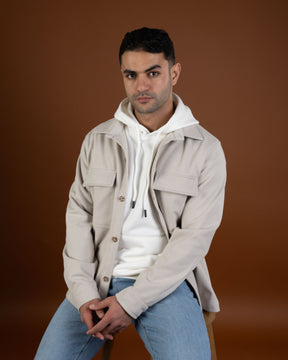Light gray wool-look overshirt jacket