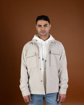 Light gray wool-look overshirt jacket