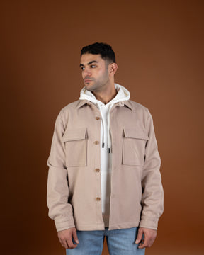 Beige wool-look overshirt jacket