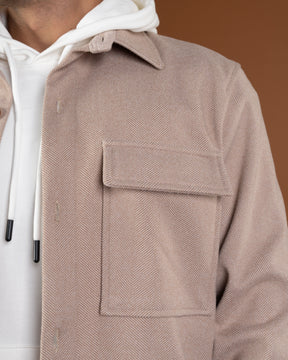 Beige wool-look overshirt jacket