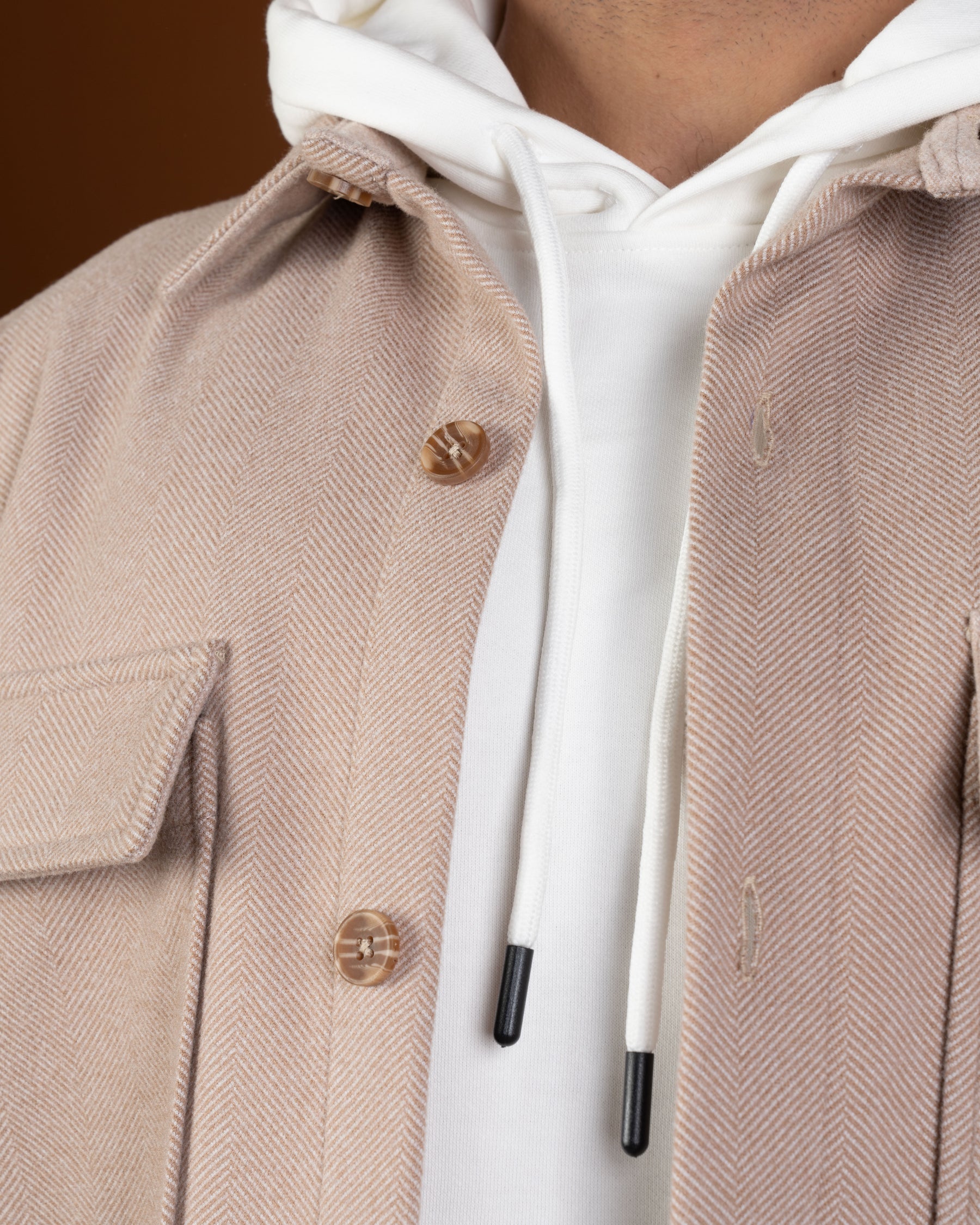 Beige wool-look overshirt jacket