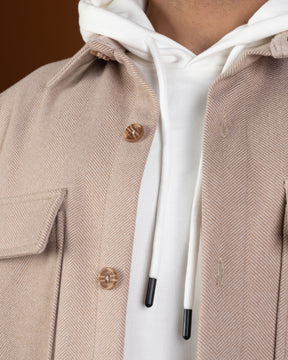 Beige wool-look overshirt jacket