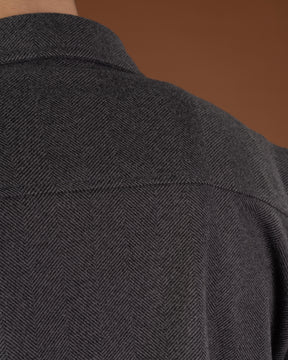 Charcoal gray wool-look overshirt jacket