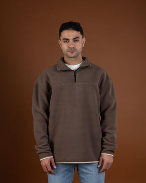 Brown polar quarter zip sweater
