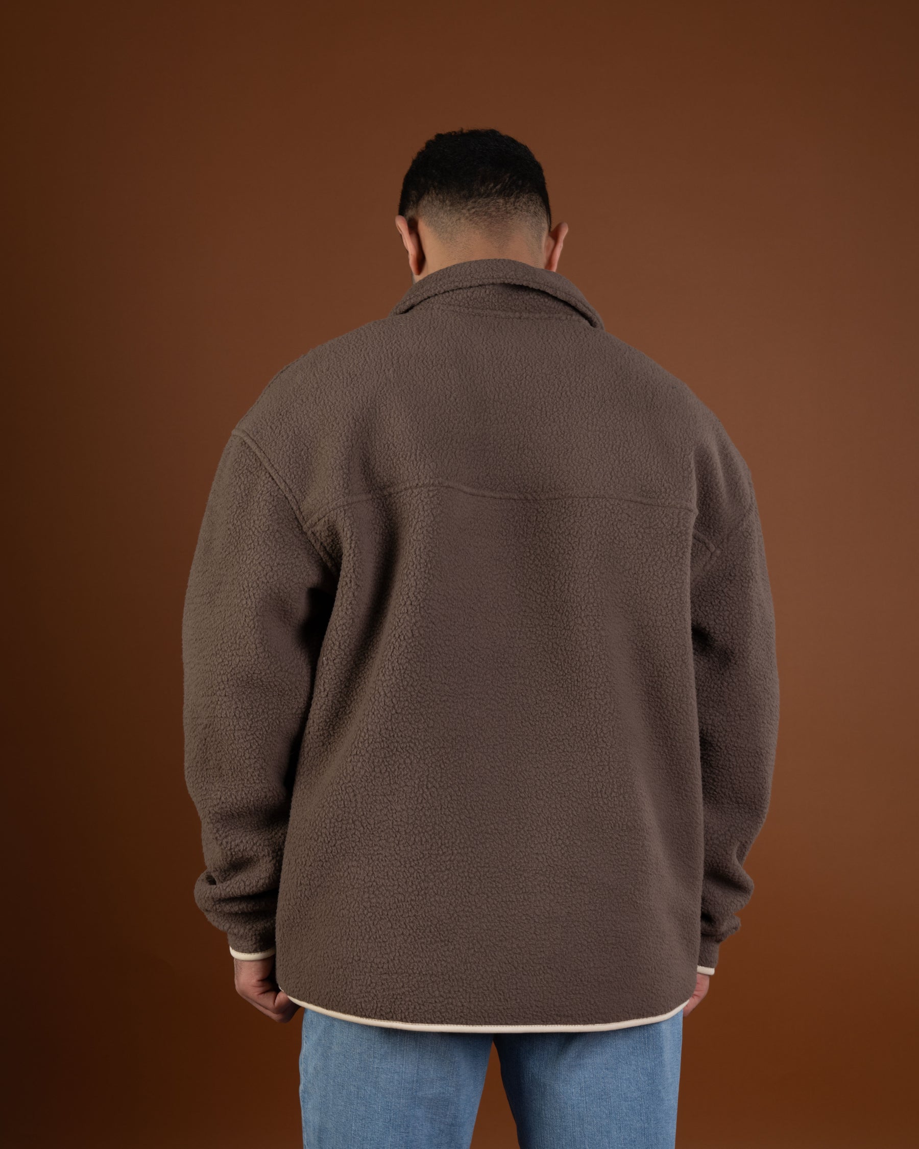 Brown polar quarter zip sweater