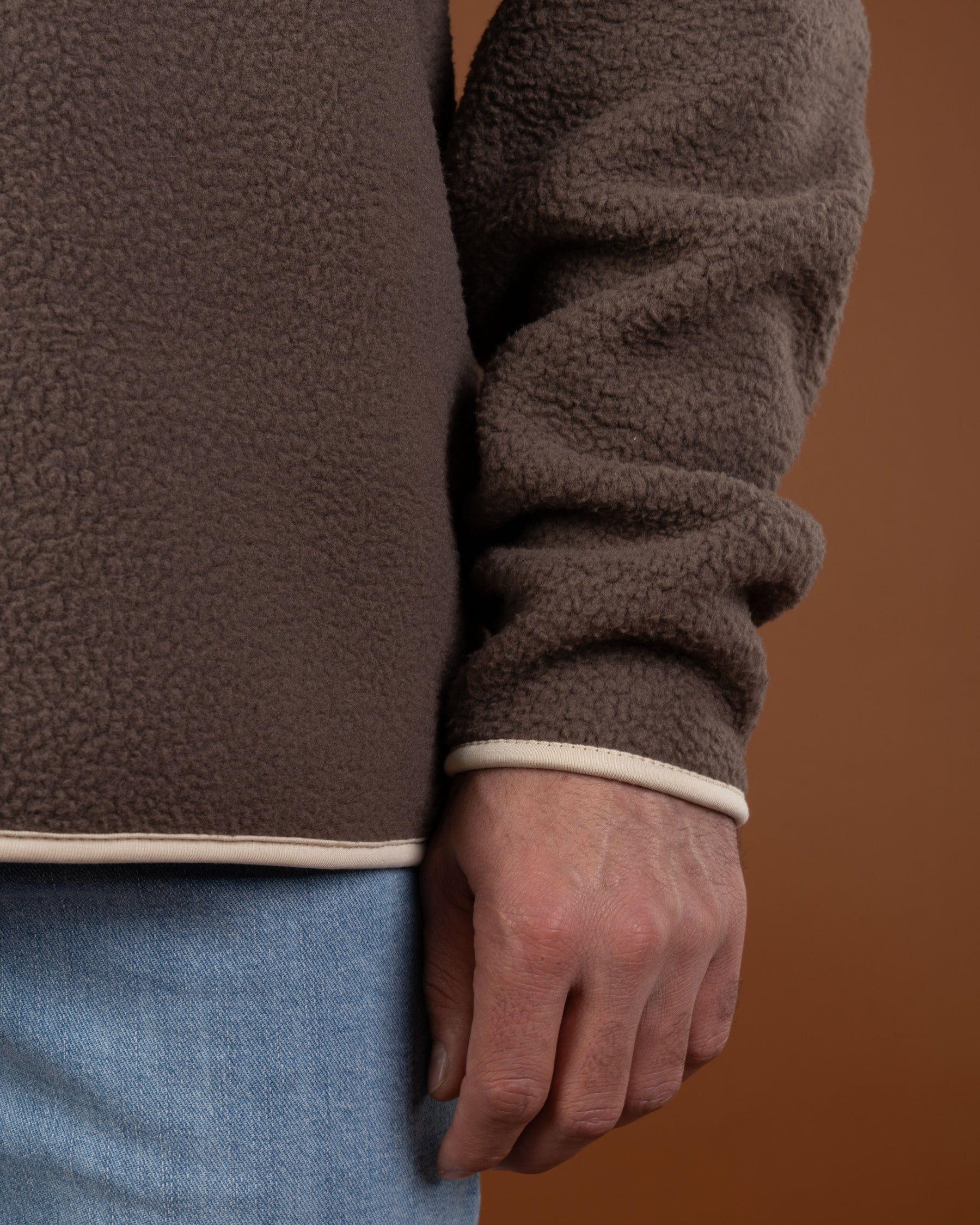Brown polar quarter zip sweater