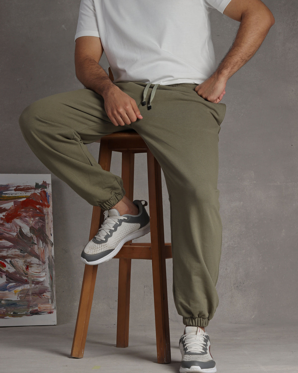 Olive green fleece jogger pant