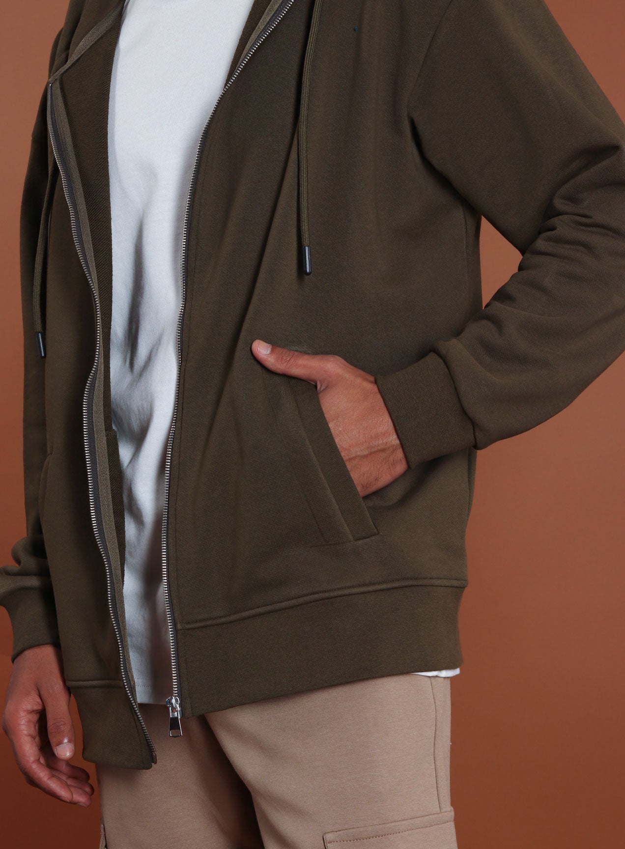 Olive green zipper hoodie