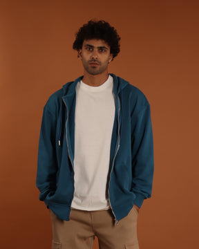 Petroleum zipper hoodie