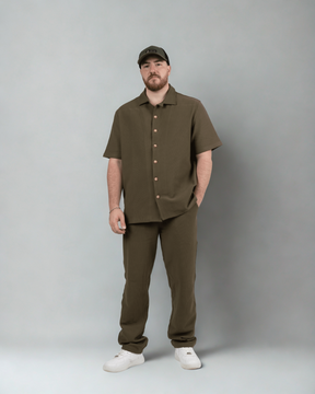 summer corduroy olive green set